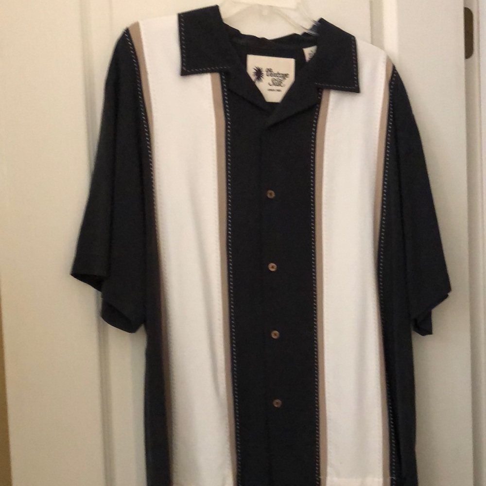 Vintage Silk Mens Black and Tan shirt